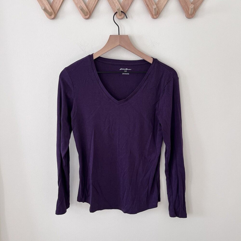Eddie Bauer Women's Long Sleeve Cosmos V Neck Cotton Modal T-Shirt Medium